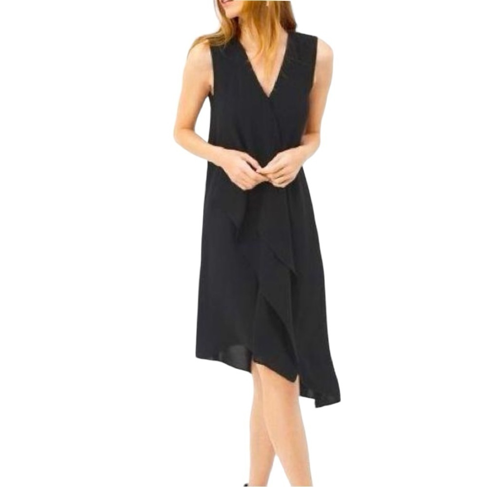 White House Black Market Sleeveless Ruffle Front Shift Dress Women’s Size 4